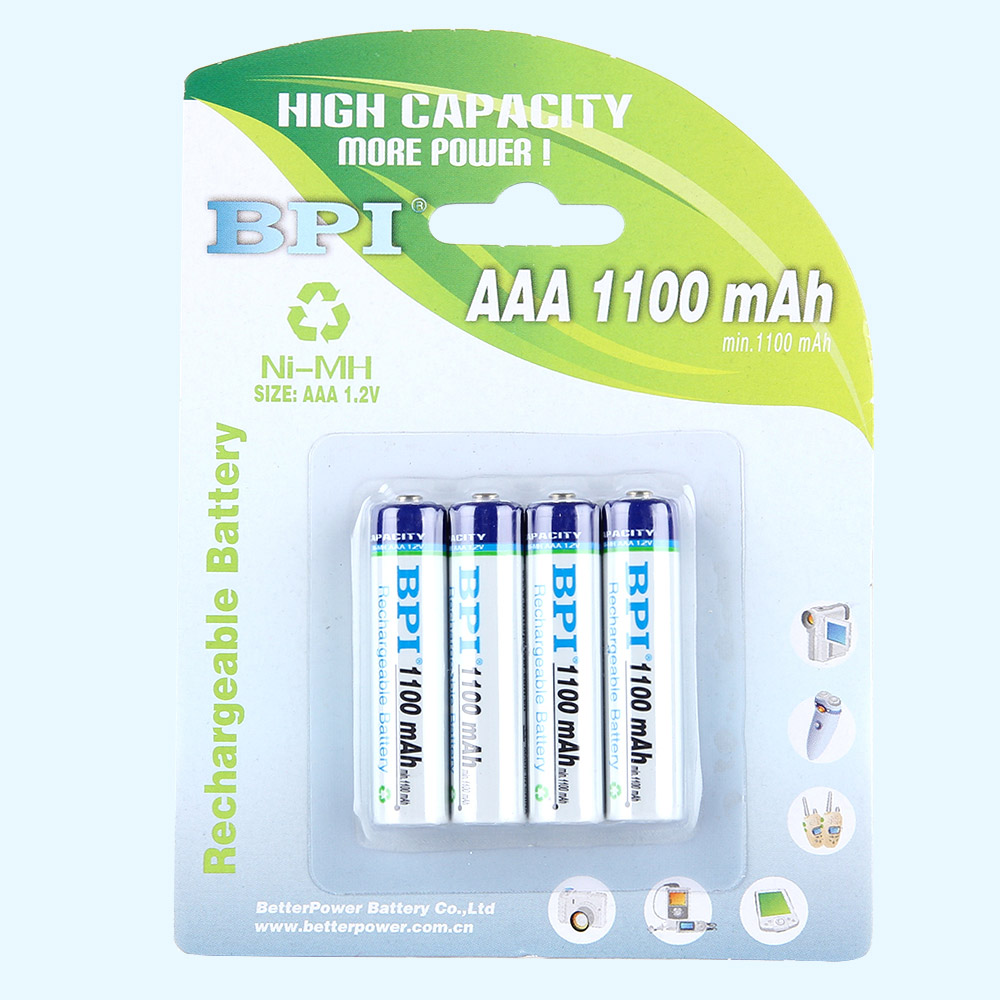 BPI跨境電商用1100mAh 1.2V高容量鎳氫7號(hào)可充電電池低內(nèi)阻AAA電池,用于搖控器、兒童玩具、無(wú)限鼠鍵套